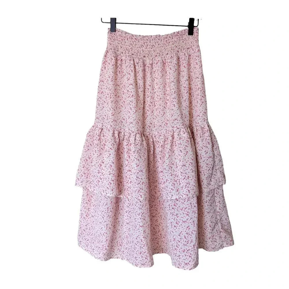 Senlis Floral Leila Midi Skirt Size Small Cottagecore Ruffles
